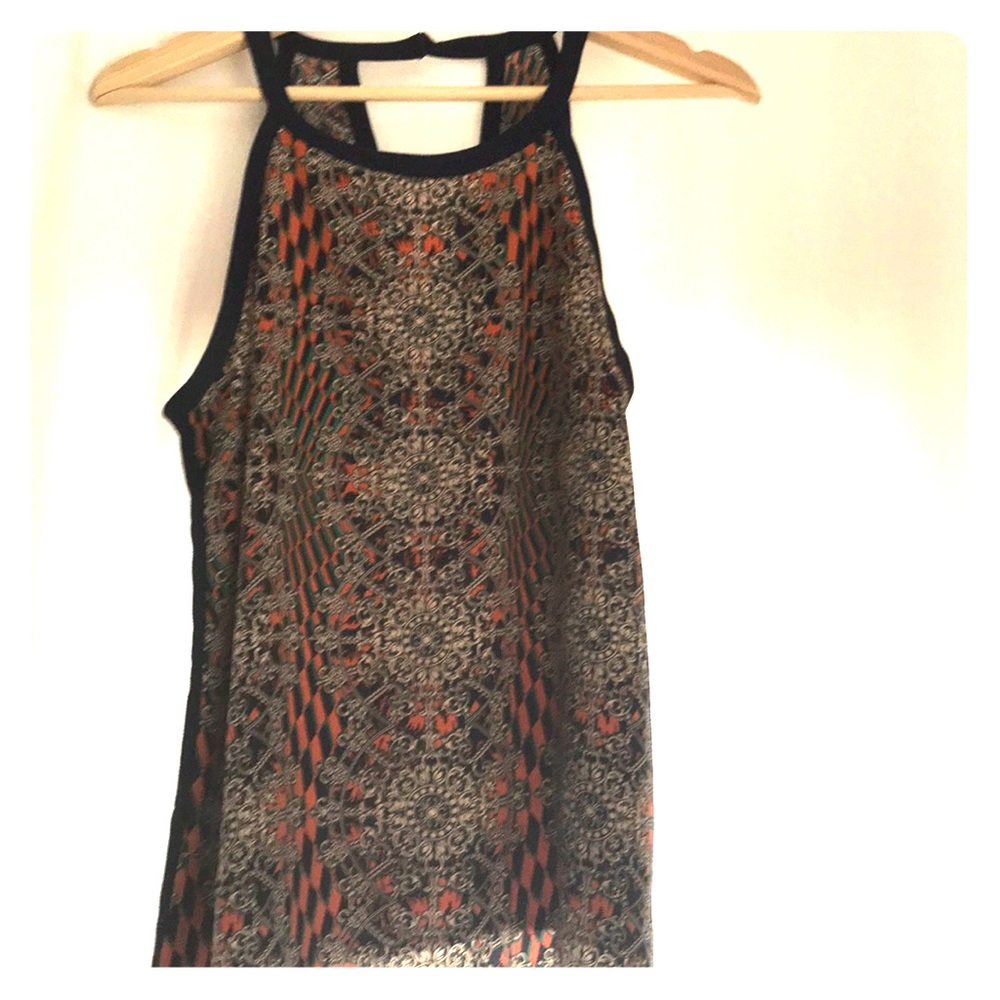 Sleeveless “Halter” Navy & Orange Pixley Top Sz M